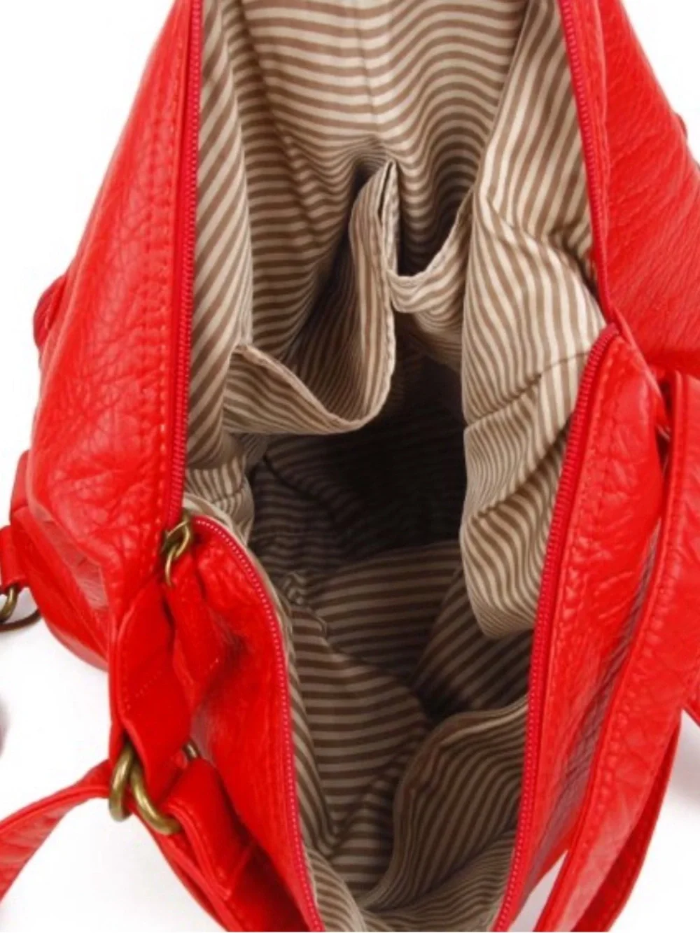 Bold Red Women's Shoulder Bag with Front Pockets
